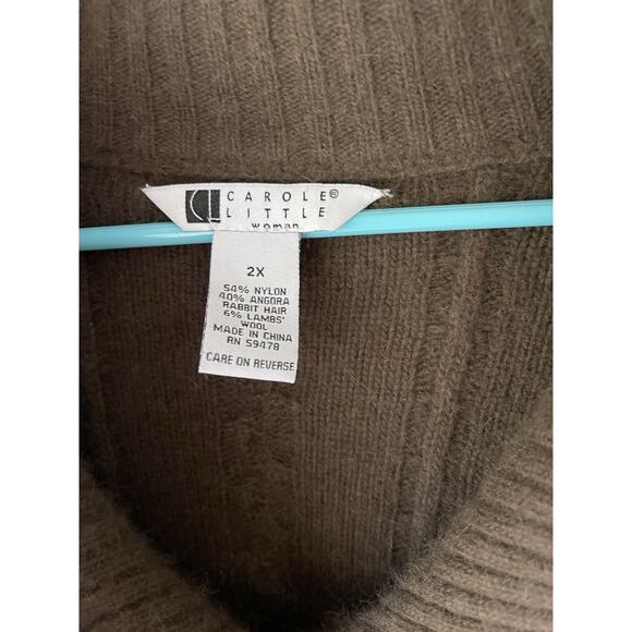 Carole Little Women’s Brown Cardigan 2X Angora Lambs Wool Cable Knit 2XL - Picture 3 of 6